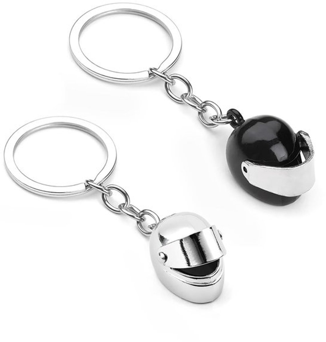 Dailygoody - Motorfietshelm Sleutelhanger - 2 Stuks - Unisex