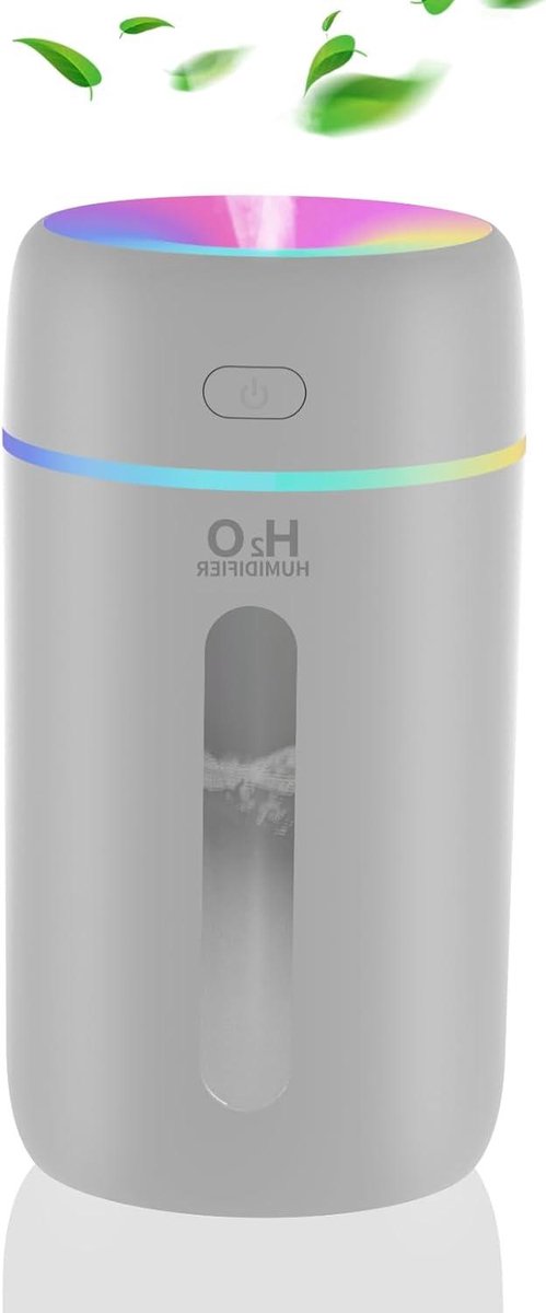 Mini Luchtbevochtiger - Kleine Bevochtiger - Droge Lucht Bestrijden - Stil met 28 dB - 250 ml - Grijs