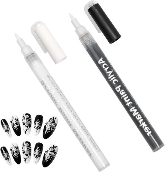 Nagellakstiften Set - Nail Art Markers - Franse Nagels Maken - Praktische Set van 2