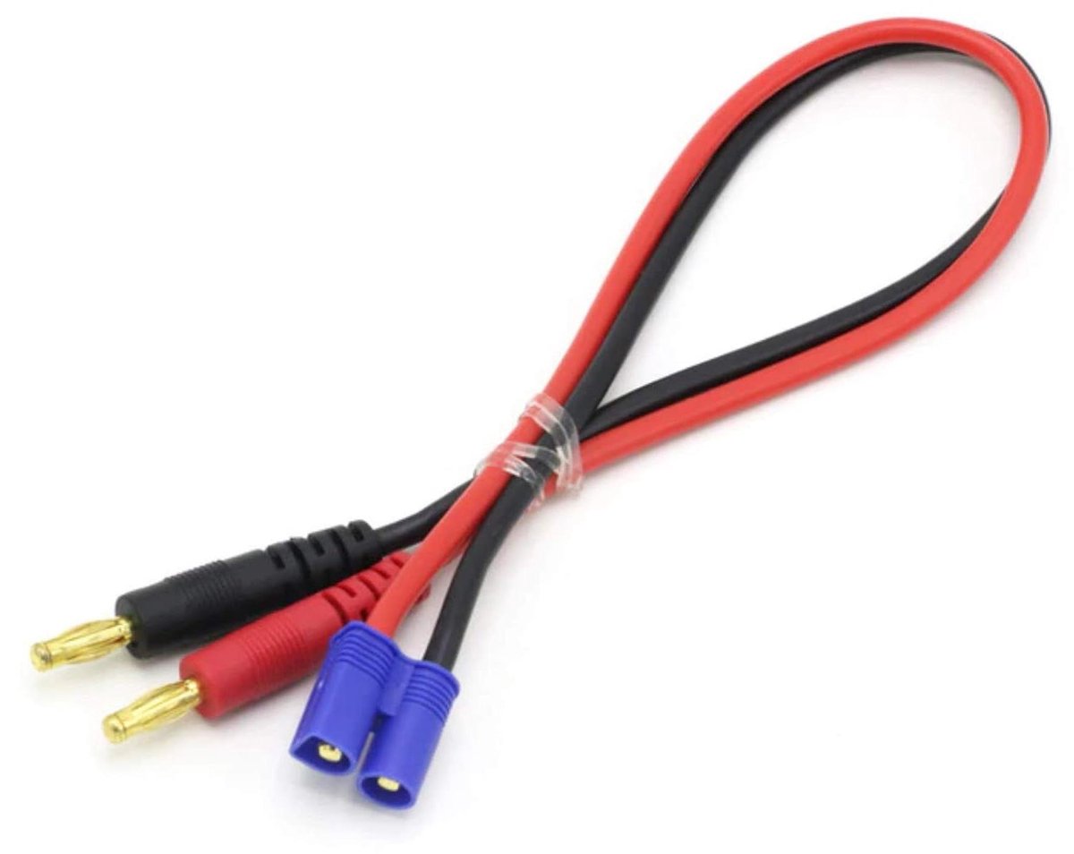 Lipo Batterij Laadkabel - EC3 Kabel - RC Accu Laden - Goudkleurige Stekkers - 30 cm - Zwart