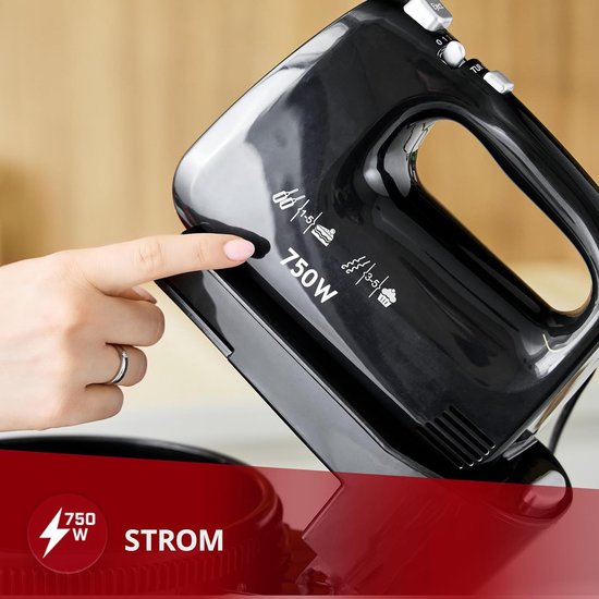 Krachtige Elektrische Handmixer met 5 Snelheden Zwart van Merkloos — afbeelding 3