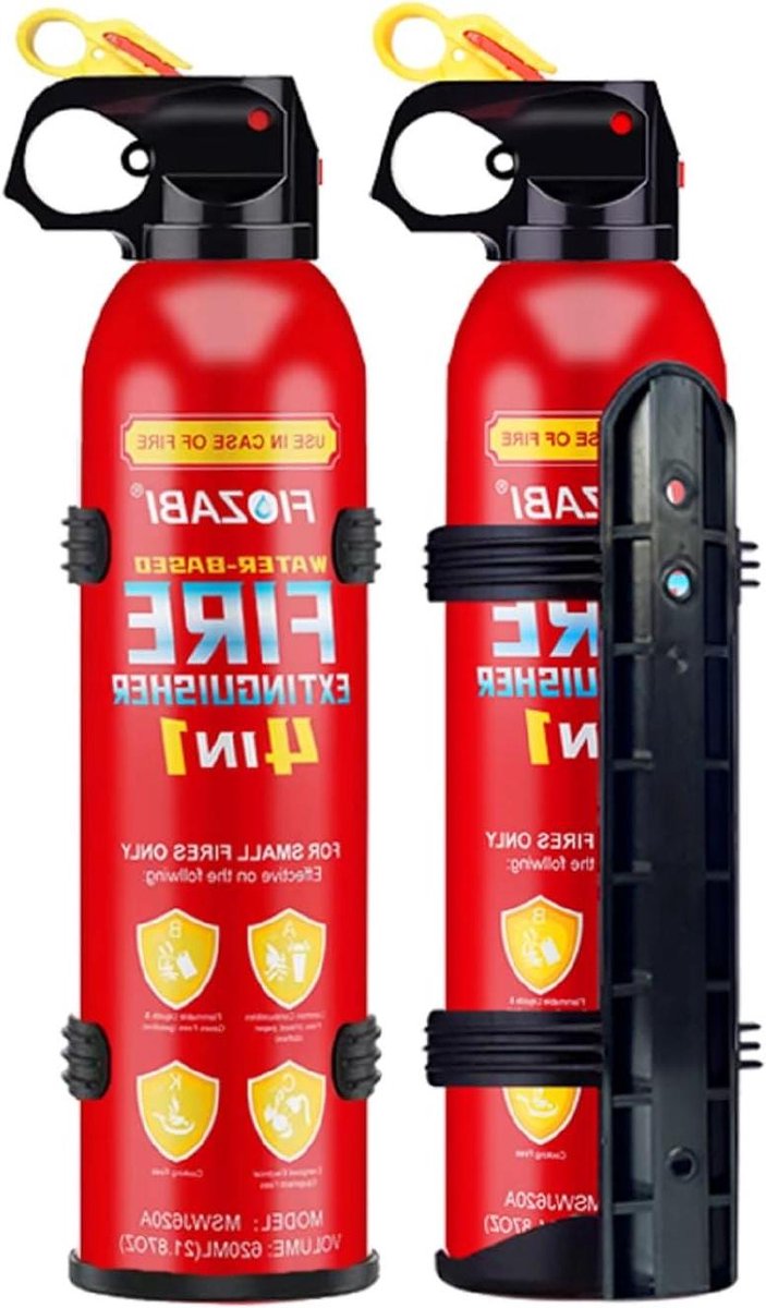 Brandblusser met Houder - Waterblusser Noodblusser - Veiligheid Garanderen - Herstel Voorkomen - 620 ml - Rood