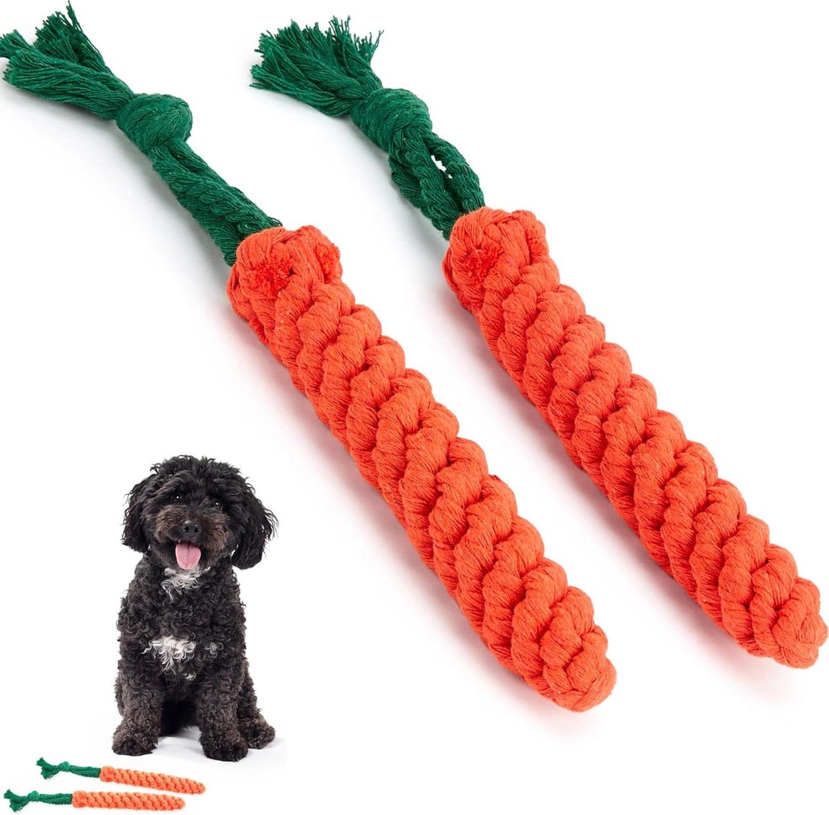 Hond Touw Kauwspeelgoed - Honden Speelgoed - Tandverzorging Hond - Duurzaam Katoen - 22 cm - Oranje
