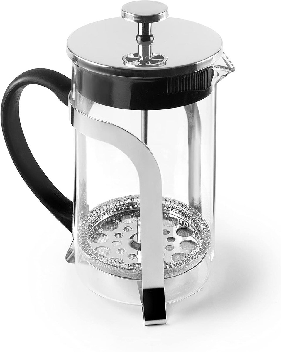 Cafetiere - Koffiezetter - Verse Koffie Maken - Borosilicaat Glas - 1 Liter - Zilver