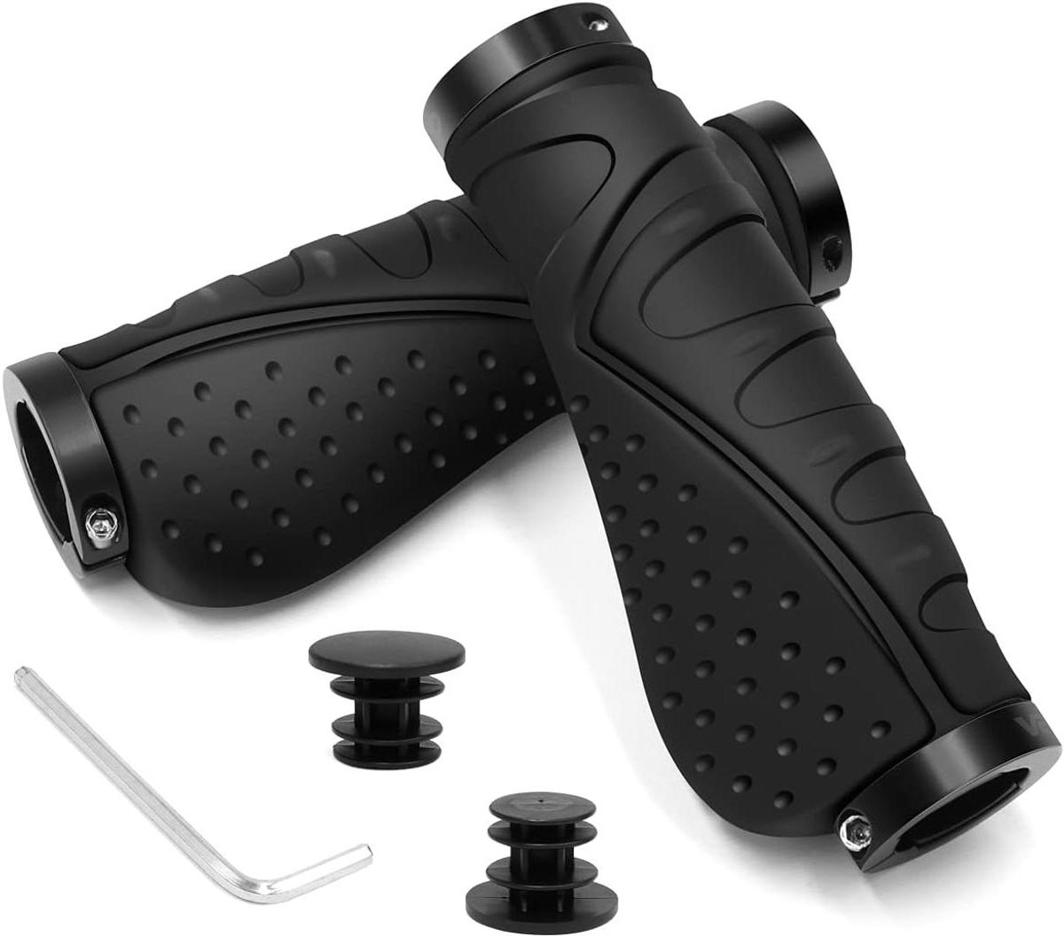 Fietsstuur Handvatten - Stuurgrepen Rubber - Comfortabel Fietsen - Dubbel Aluminium Lock - 22mm Universeel - Zwart