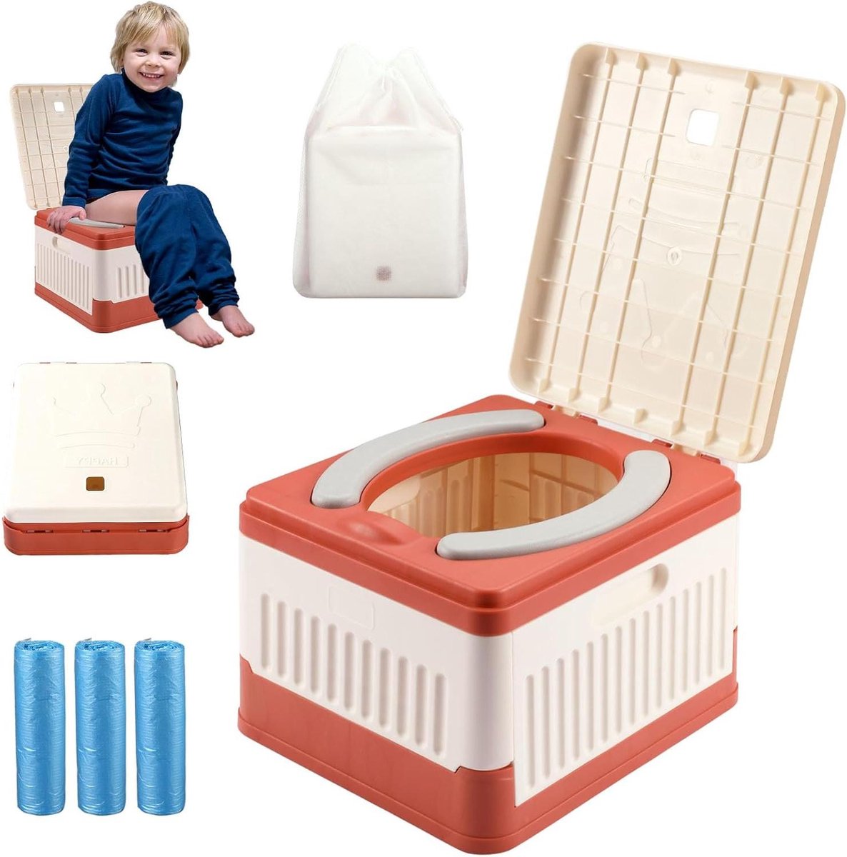 Opvouwbaar Potje - Reispotje Kinderen - Zindelijkheidstraining Onderweg - Compact en Lichtgewicht - 10 x 8.2 x 6.8 inch uitgevouwen