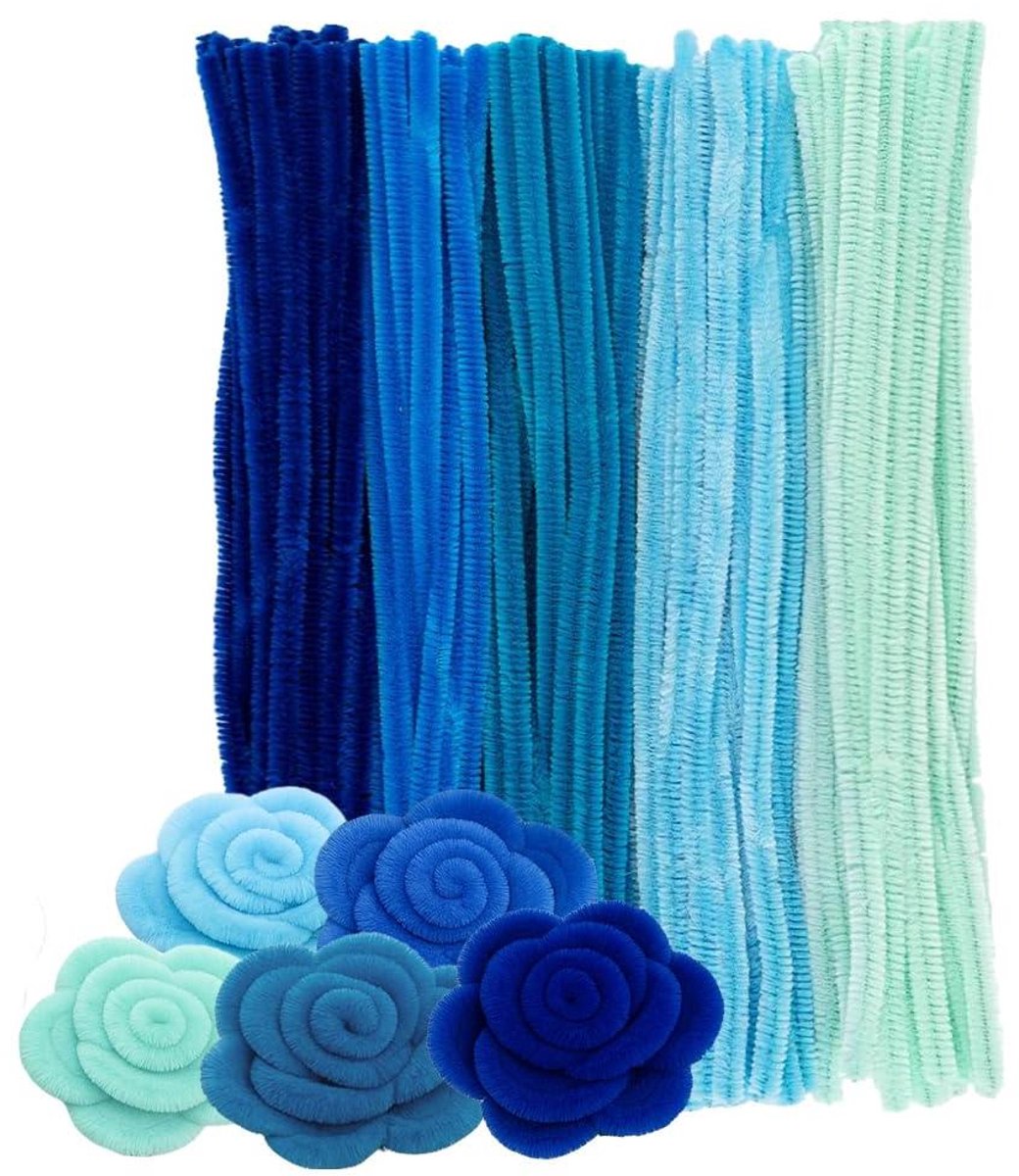 Chenilledraden - Pijpenragers Knutselen - Creatief Knutselen - Buigzaam IJzerdraad - 30 cm - Blauwtinten