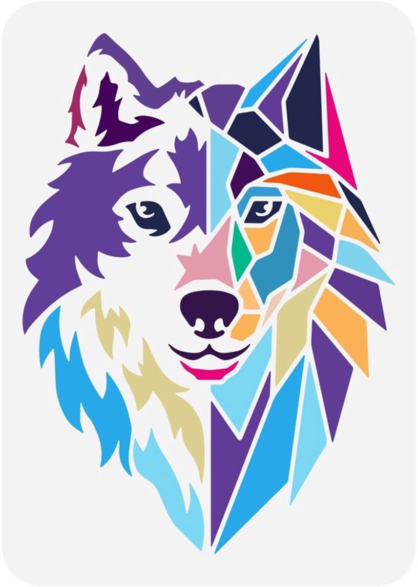 VT Goods - Geometrische wolfskop stencil - Herbruikbaar sjabloon - 21