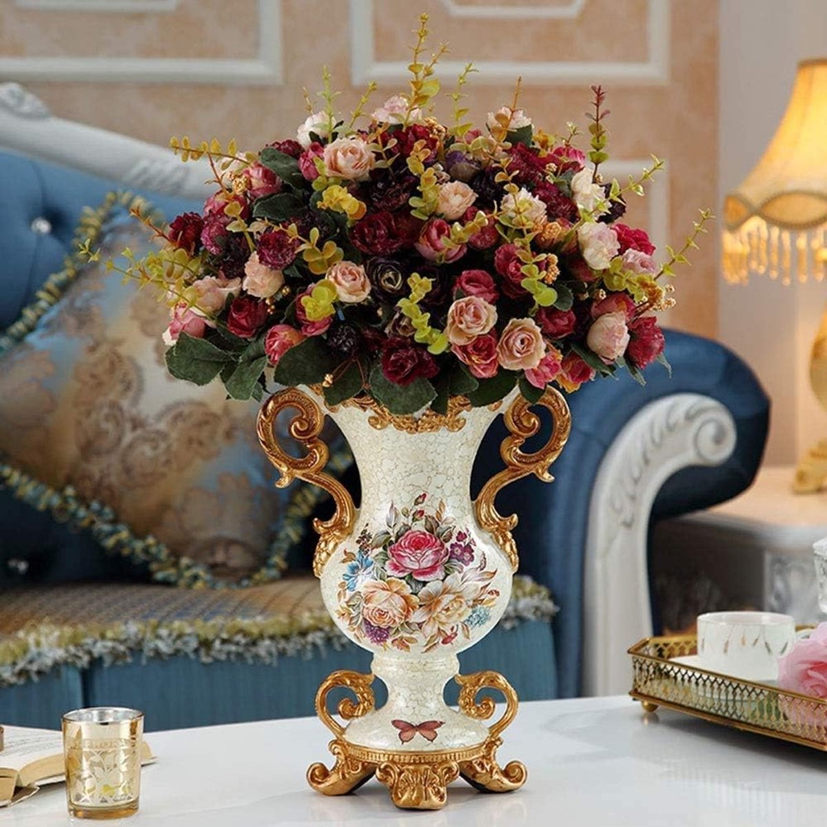 Vazen Kamer lijstbelangrijkst Slaapkamer Keuken Office Hotel Home Decoration Resin Material stijl Retro Resin Flower bloem vaas