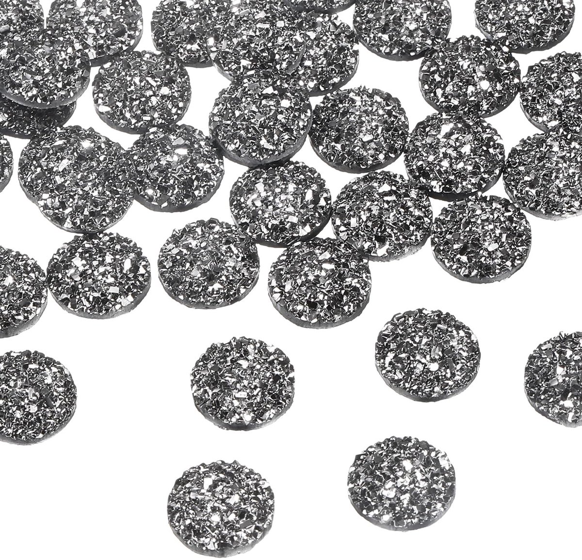 Strass-steentjes met platte achterkant, druzy kristal, ronde diamanten, hars randen, kralen, edelstenen voor het maken van sieraden, hangers, doe-het-zelf accessoires, grijs