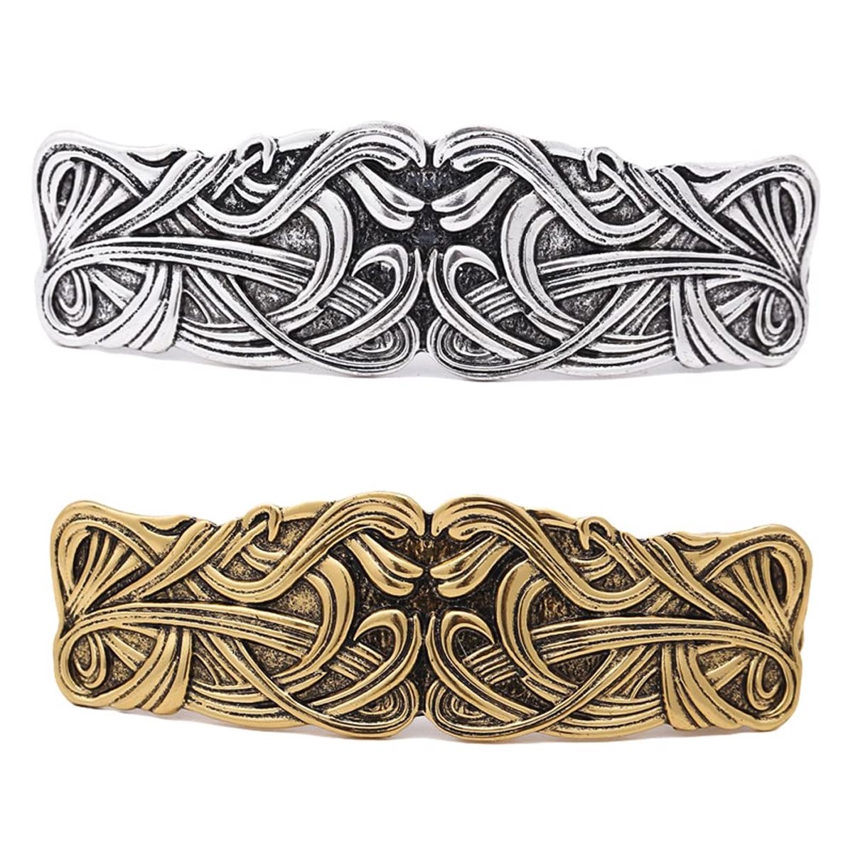 2 Stks Keltische Knoop Baret Vintage Haarspeldjes Metalen Franse Haar Clips Gegraveerde Hoofddeksels Voor Vrouwen Meisjes - Goud Zilver Stijl 1