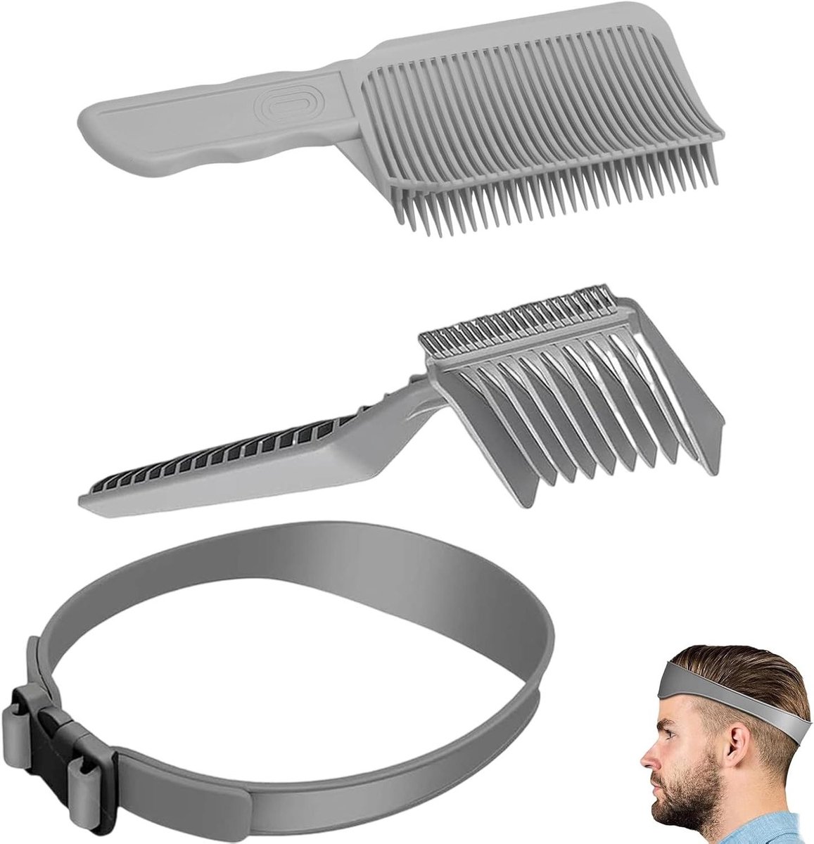 Haarkam Set - Kapperskammen Heren - Professioneel Knippen - Ergonomisch Handvat - 3 Stuks - Grijs