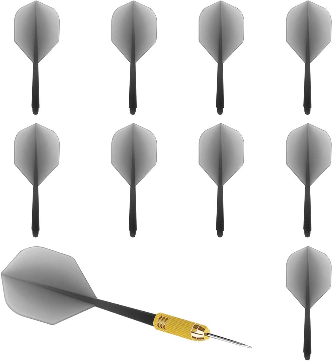 Dartflights met schacht - Vaste pijlen - Precisie werpen - Geïntegreerd ontwerp - 9 stuks - Zwart
