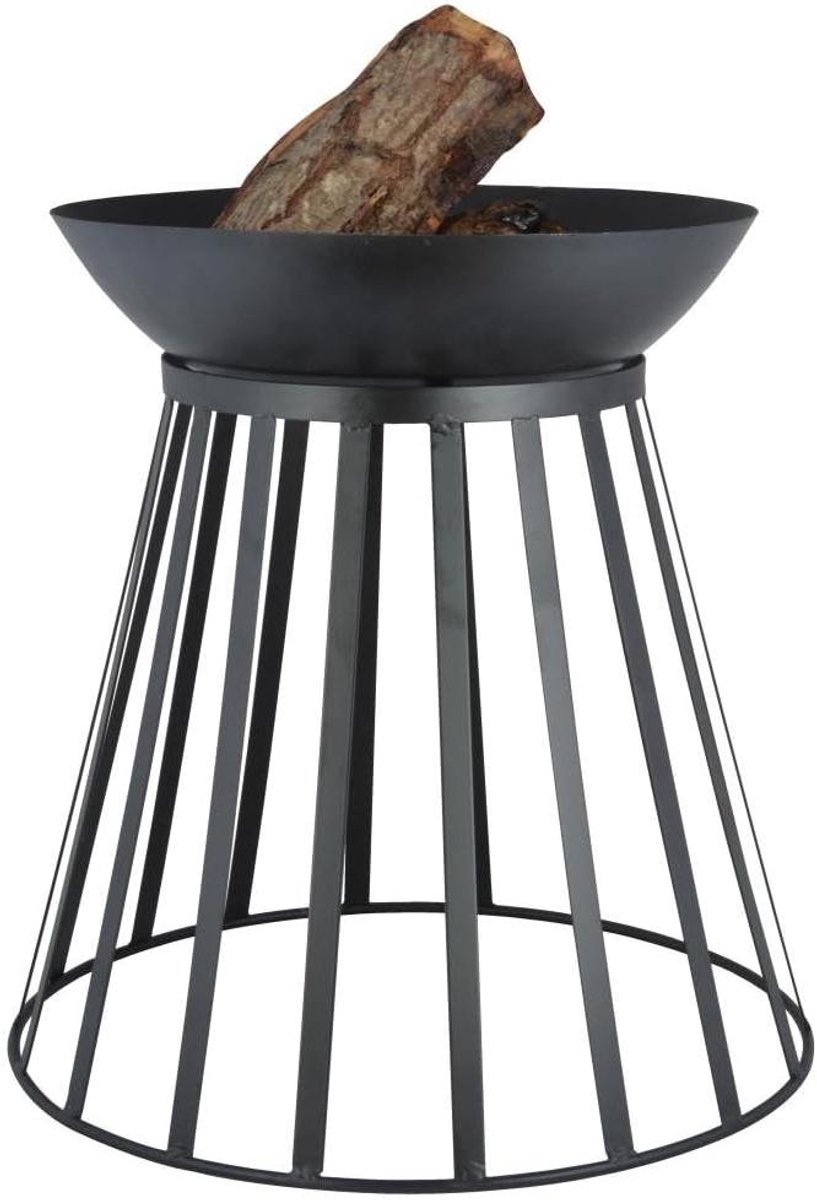 Metalen mand - Buitenhaard - Gezellige sfeer - Omkeerbaar ontwerp - 47 x 47 x 63 cm - Zwart