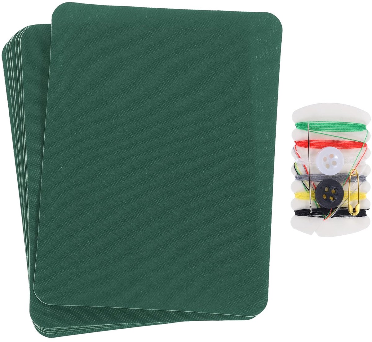 8 stuks strijkapplicaties met naaiset, reparatiepleisters van stof, 12 x 9 cm, om op te strijken, voor jeans, tassen, banken, gordijnen, donkergroen
