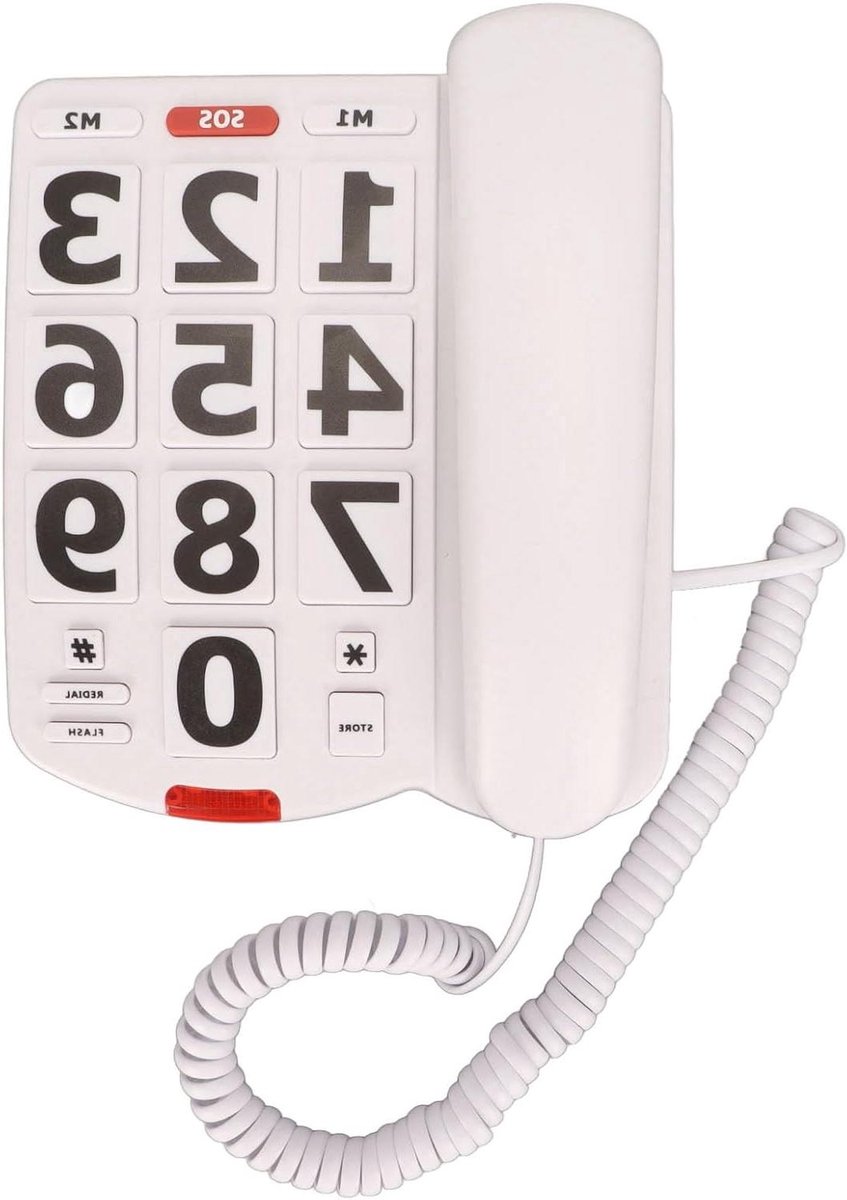 Vaste Lijn Telefoon - Grote Knoppen Telefoon - Gemakkelijk Bellen - Versterkt Volume - 10 Snelkiesnummers - Wit