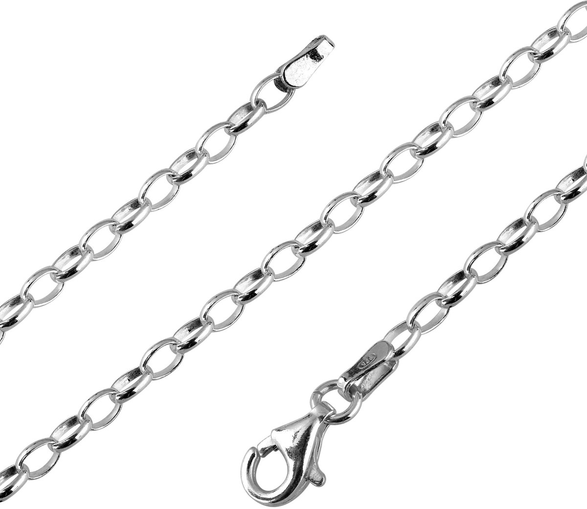 925 zilver dames halsketting zilveren ketting brede ankerketting 2,7 mm in lengte 42-100 cm beschikbaar 101032-0, 2,7 mm x 60 cm, Sterling zilver, Geen edelsteen
