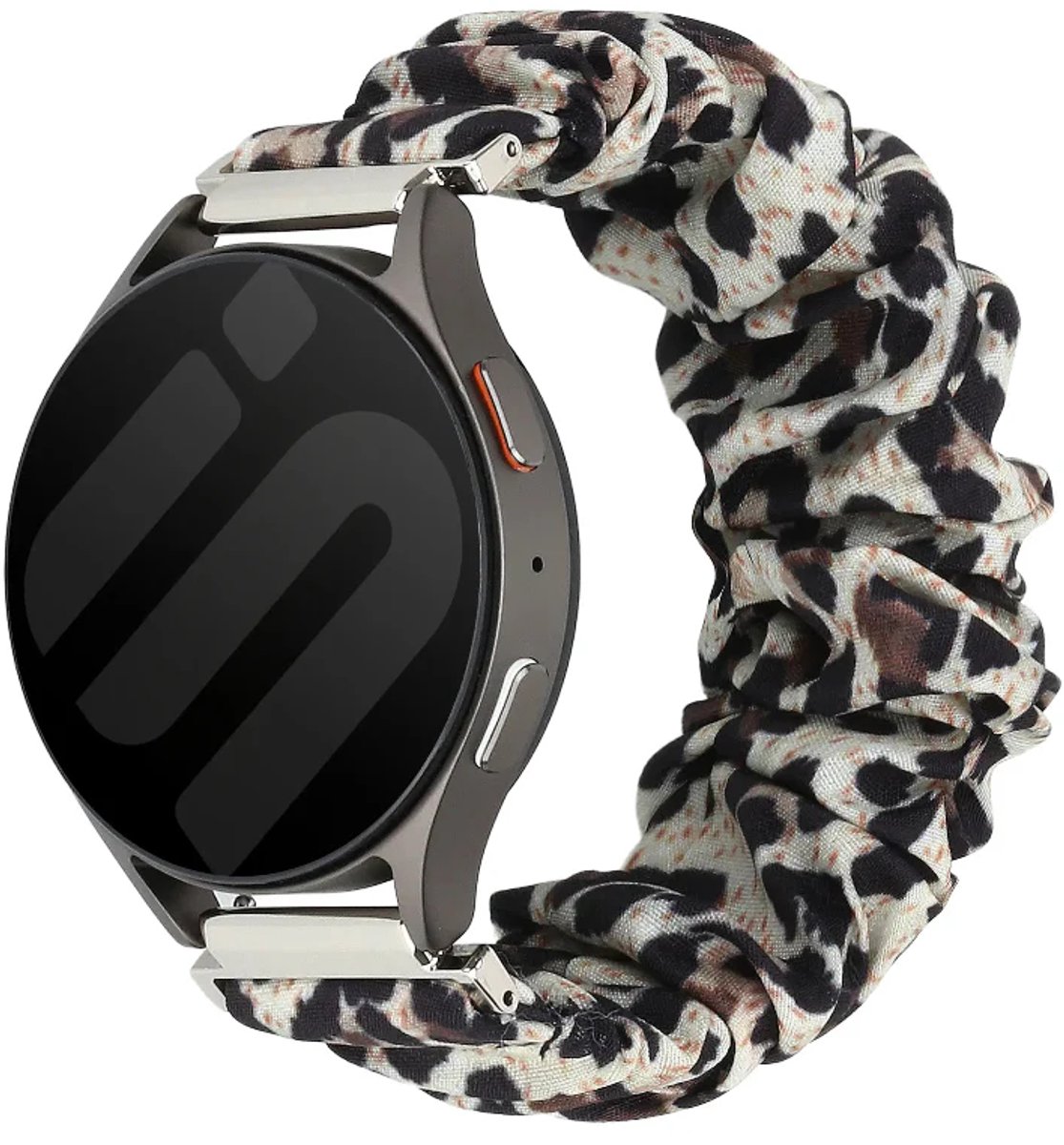 Strap-it Scrunchie Nylon bandje 20mm geschikt voor Samsung Galaxy Watch 7 (40/44mm) / Galaxy Watch 6 (Classic) / Galaxy Watch 5 (Pro) / Galaxy Watch 4 / Watch 3 / Watch FE / Polar Ignite 3-2 / Pacer / Unite / Huawei GT3 - GT2 (Luipaardprint)