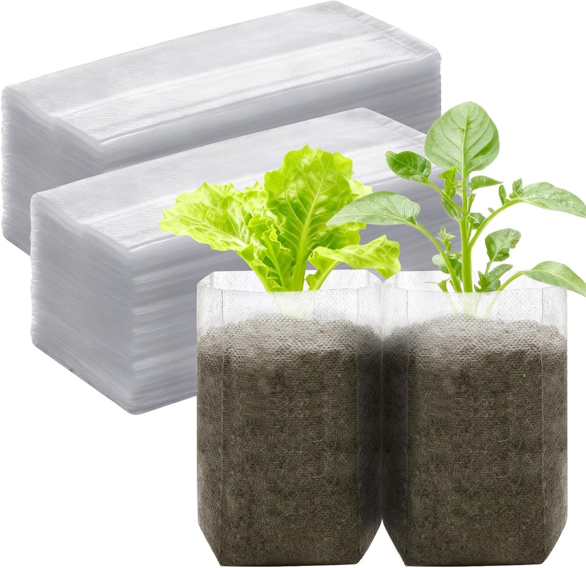 plantenzak, plantenzak van vliesstof, groeizak, biologisch, voor tomaten, bloemen, planten, zaailingen, groenten, fruit (200 stuks, 1)