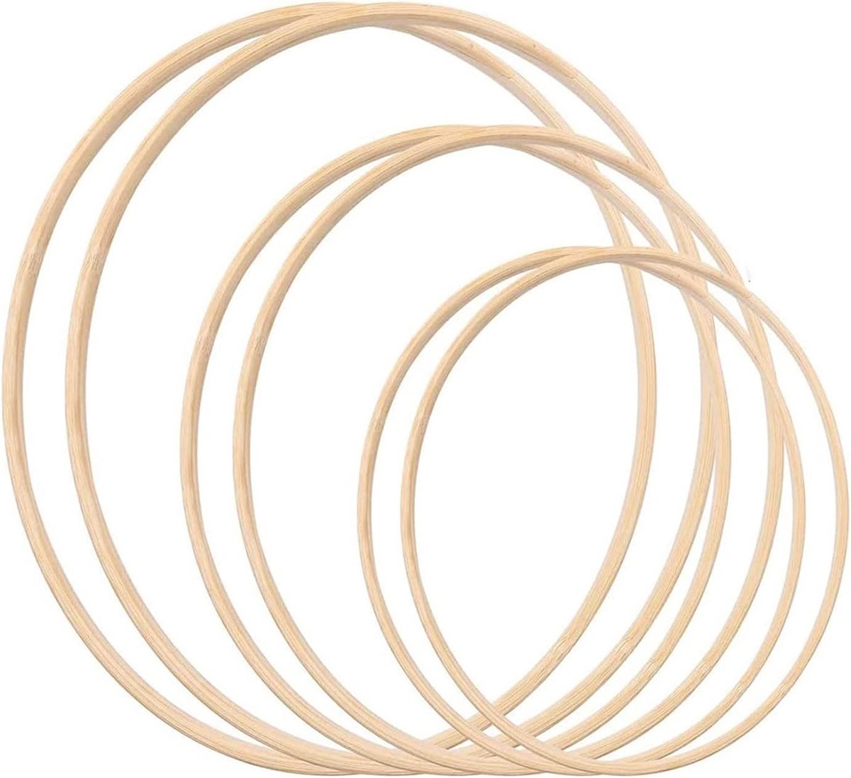 6 Stuks Bloemenkransringen Van Bamboe, Droomvanger, Ronde Ring Van Hout, Hoepel, Knutselen, Handwerk, Gereedschap, 3 Maten (10/12/15 cm)