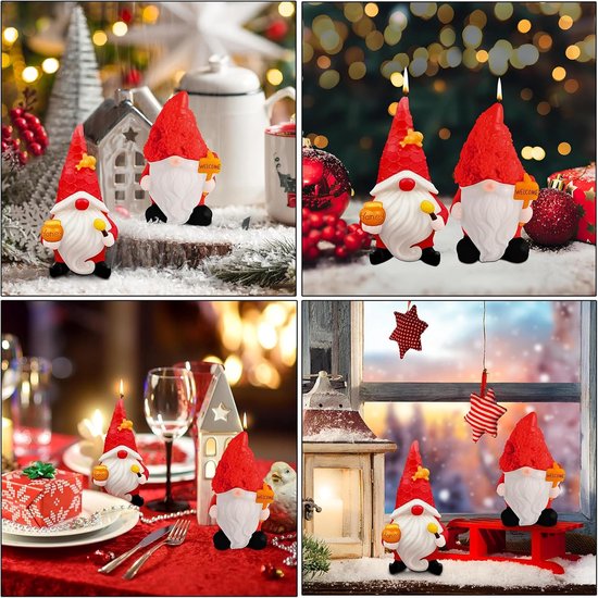 Mallen 2 stuks kerstdwerg, kaarsvorm voor gnoom om te knutselen, gnoom in siliconen vorm, voor het maken van kaarsen, aromastenen, chocolade, kerstdecoratie. — afbeelding 5