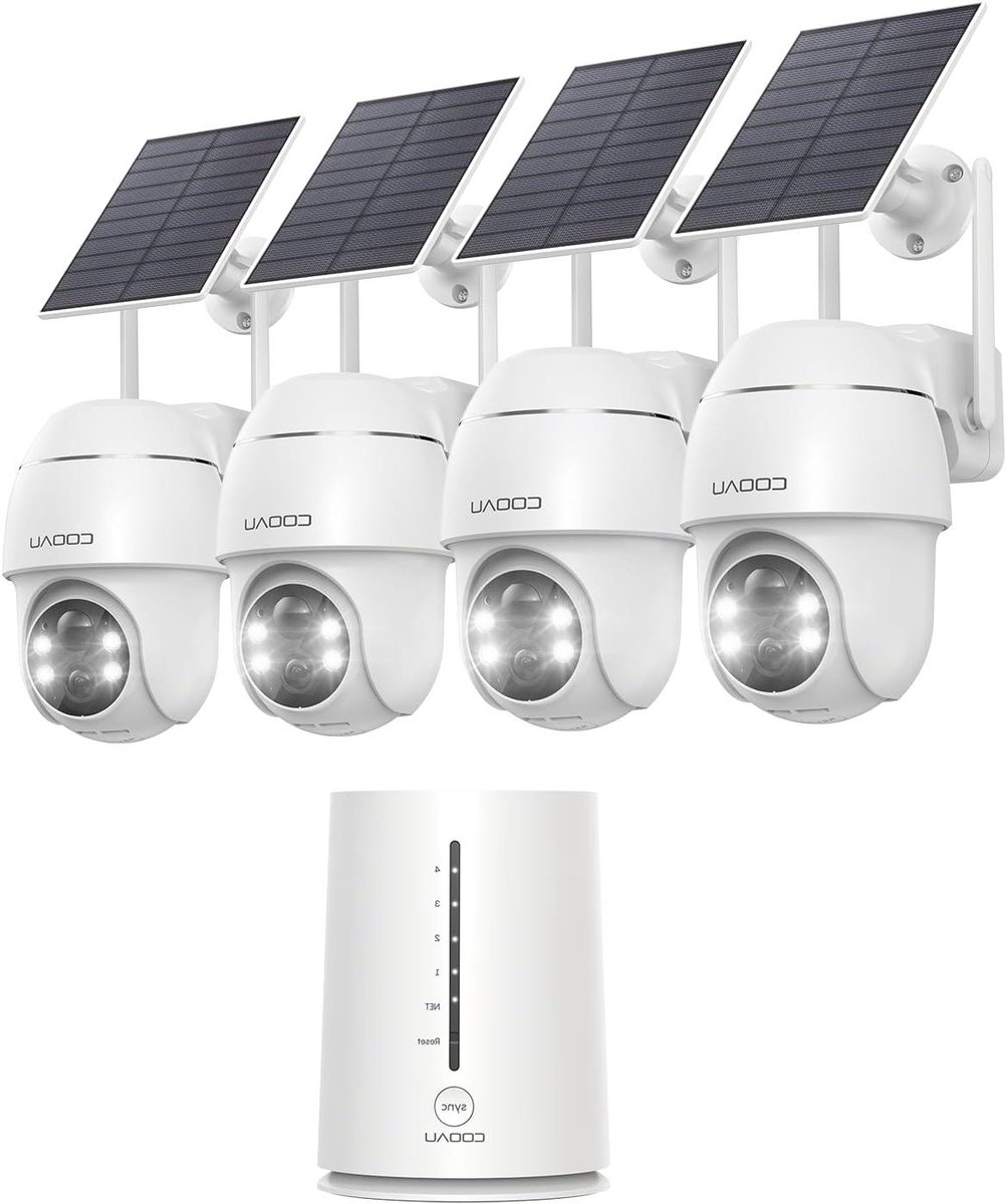 Beveiligingscamera Set - Buitencamera Systeem - Huisbewaking Buiten - Zonder Maandelijkse Kosten - 4 Camera's + Basisstation - Wit