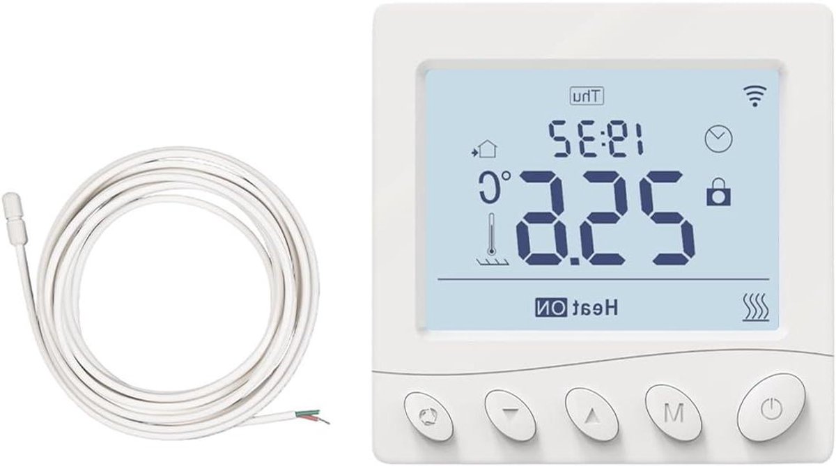 Slimme Thermostaat - Vloerverwarming Bediening - Comfort Verhoging - App Bediening - 17x12x7 cm - Wit