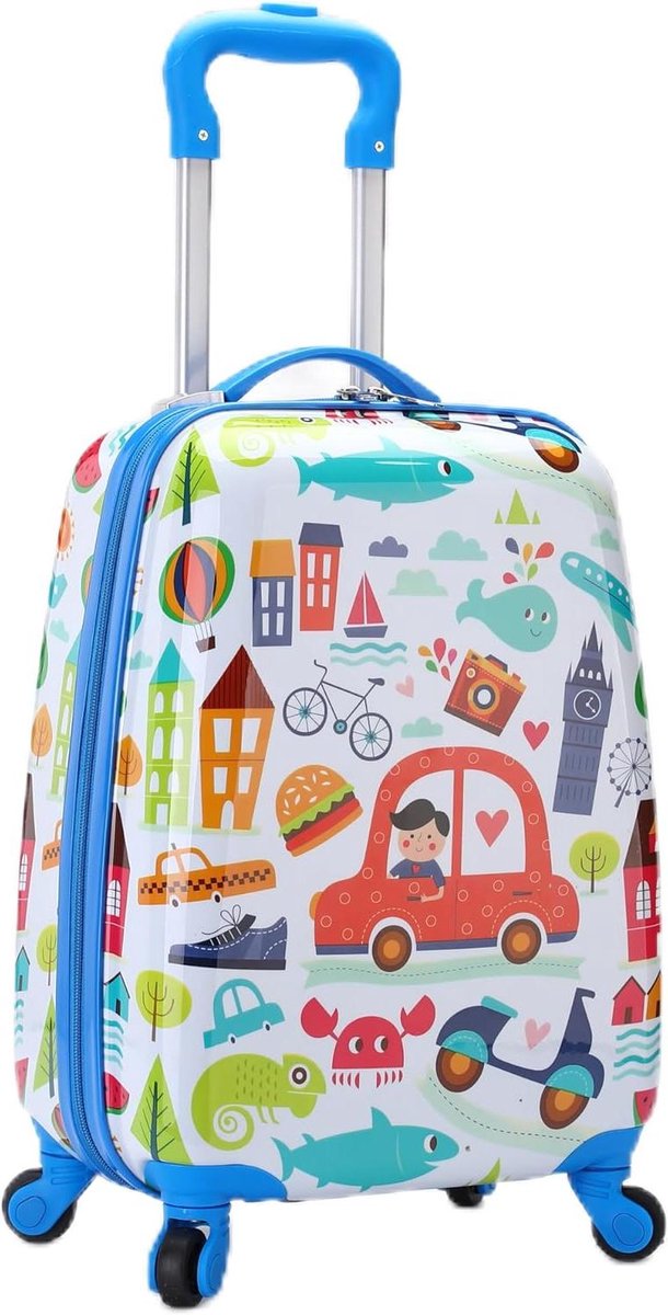 Kinderkoffer - Reiskoffer - Vakantiepret - 4 zwenkwielen - 45x32x20 cm - Flamingo