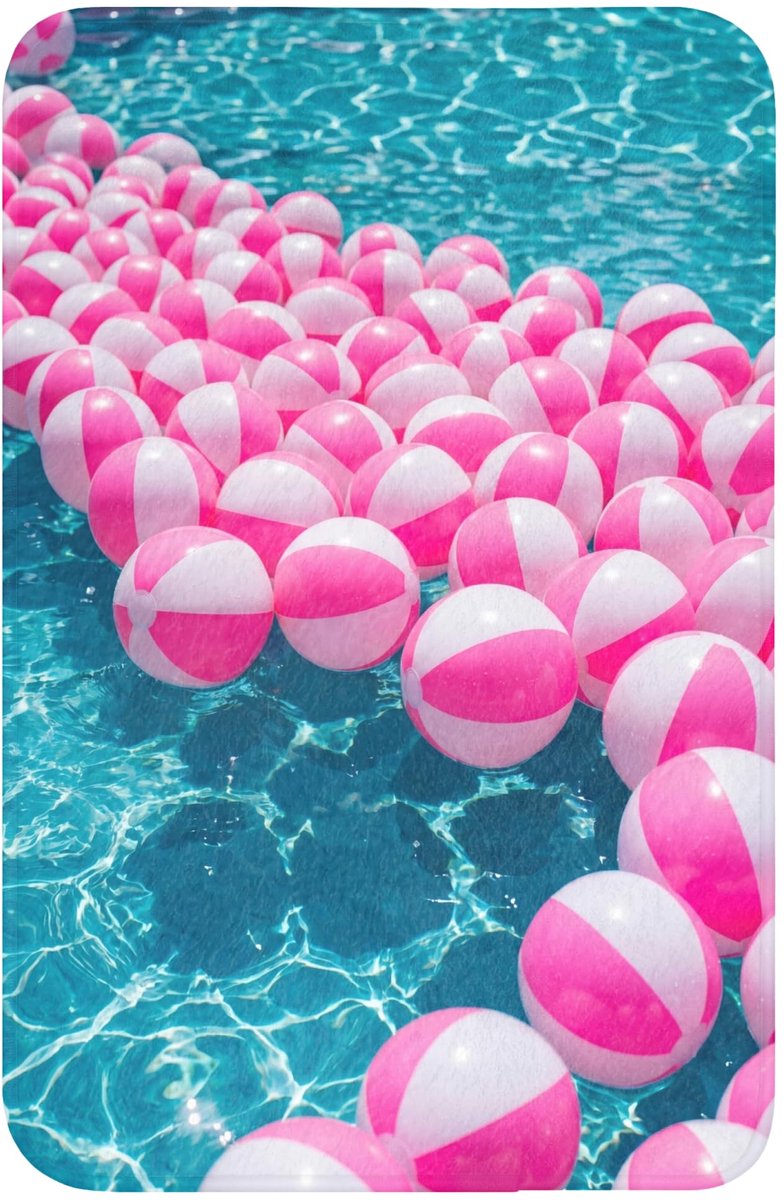 Badmat Rechthoekig 40x60 cm Badkamer Accessoires Bath Mat Anti Slip Wc Memory Foam Wasbaar Zacht Bathroom Toilet Mats Washable Strandballen - Roze - Water