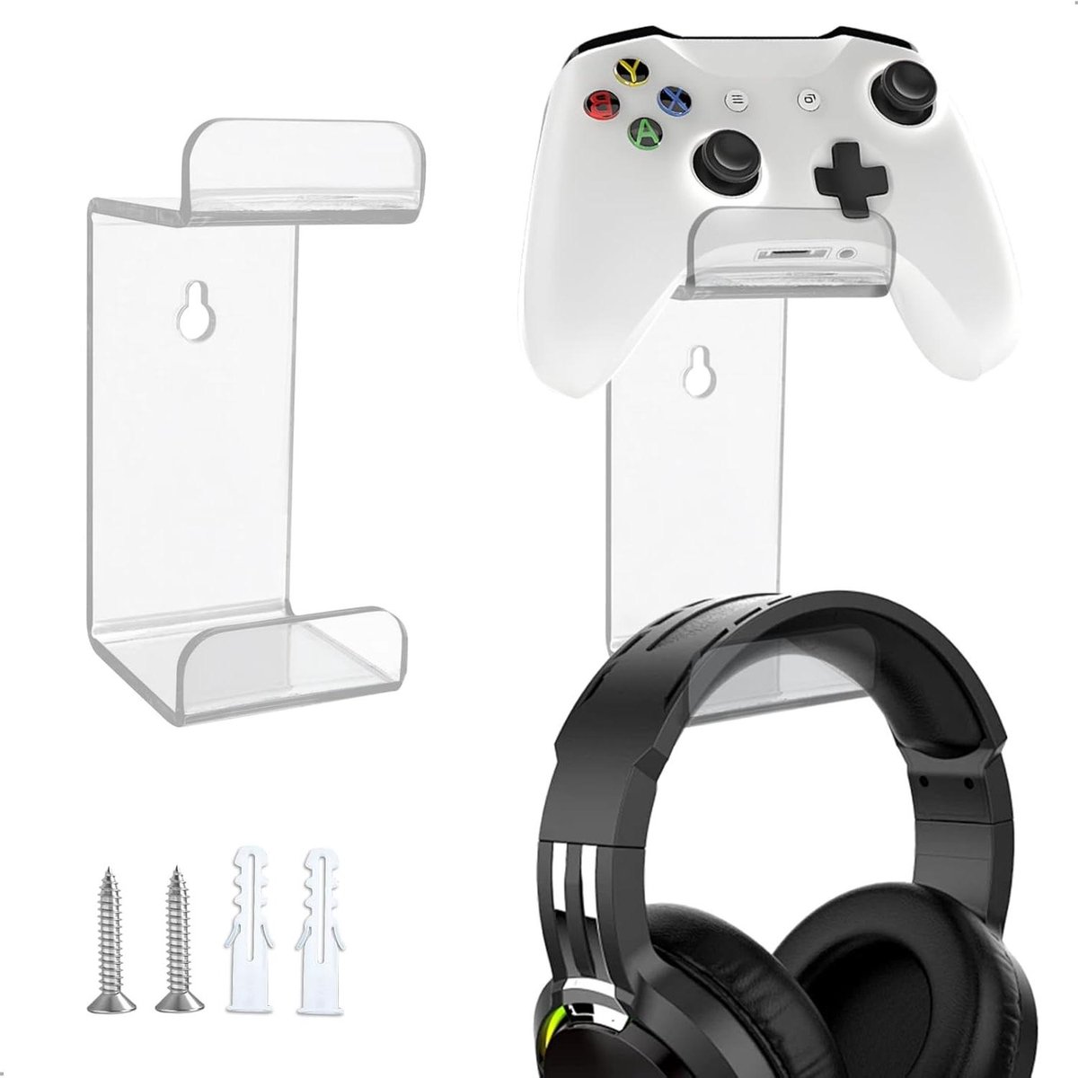 Hoofdtelefoonhouder - Headset standaard - Opbergen accessoires - Transparant acryl - 2 stuks - Transparant