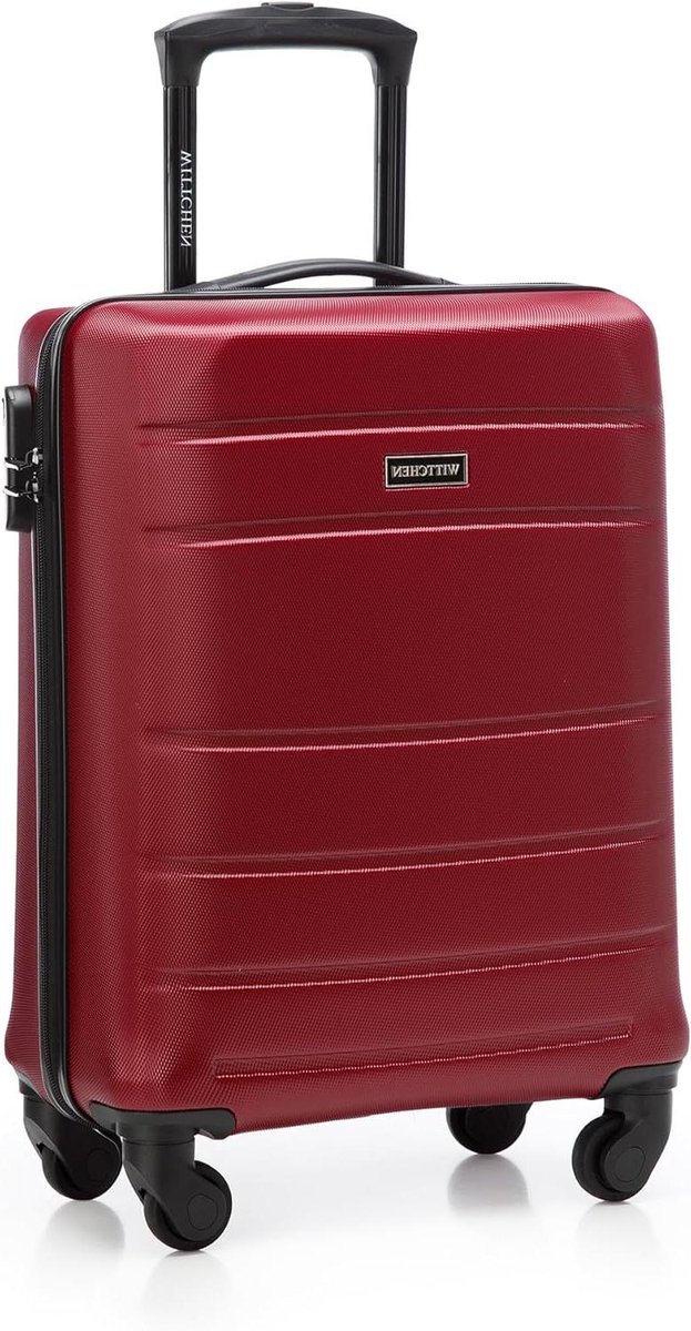 Reiskoffer Cabine - Handbagage Koffer - Veilig Vervoer - Vier Zwenkwielen - 37x20x54 cm - Rood