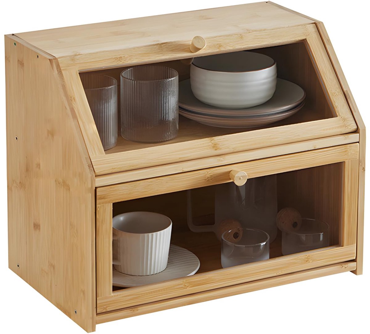 Broodtrommel, 3-laags opbergrek voor servies, specerijen en keukenaccessoires, ladderdesign, eenvoudig te monteren, stofdicht, ruimtebesparend, voor keuken (transparant)