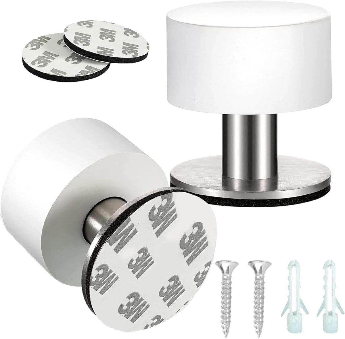 Deurstopper Set - Muur Buffer - Bescherming Muren - Dubbele Installatie - 2 Stuks - Wit