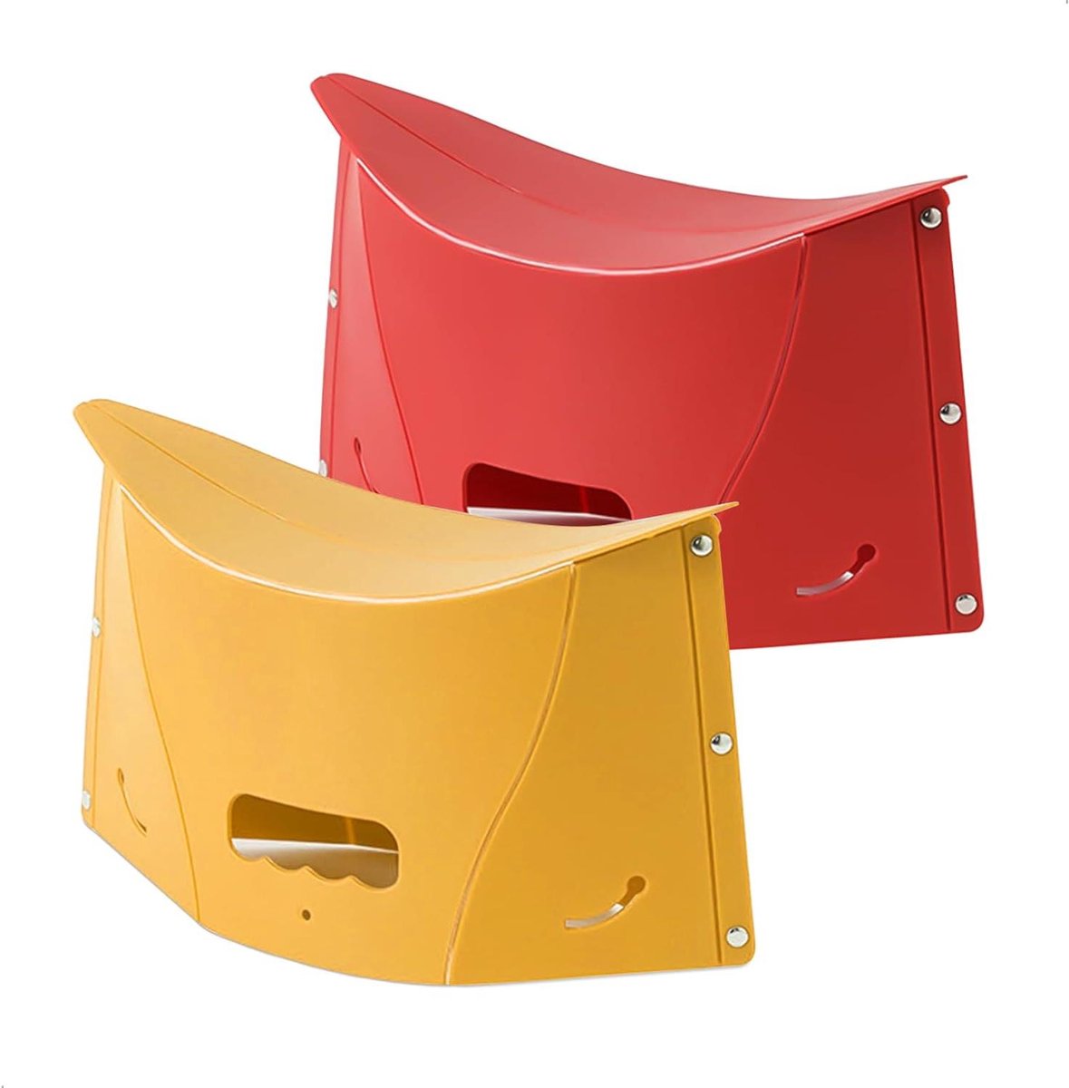 Toiletkruk Set - Opvouwbaar Voetenbankje - Badkamer Comfort - Ruimtebesparend Ontwerp - 2 stuks - Rood en Geel
