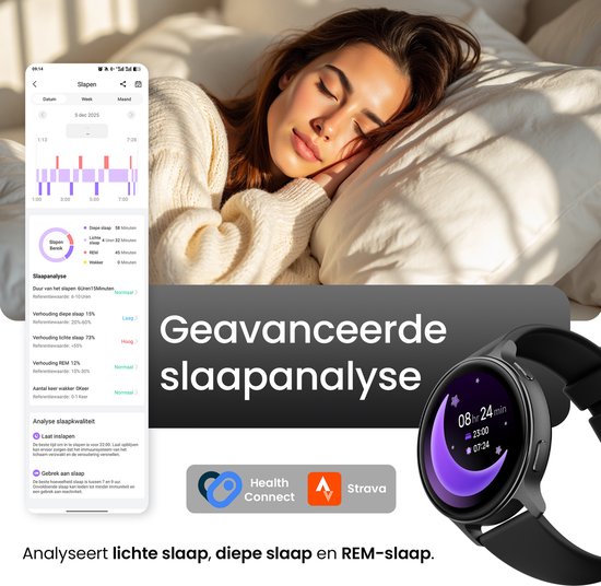 Maoo Ventura 2 - GPS Smartwatch Dames - AMOLED - Siliconen, Leren en Sportbandje - Stappenteller - Hartslagmeter - Slaapmonitor - Belfunctie - AOD - Multisport - Geschikt voor Android en iOS - Zwart