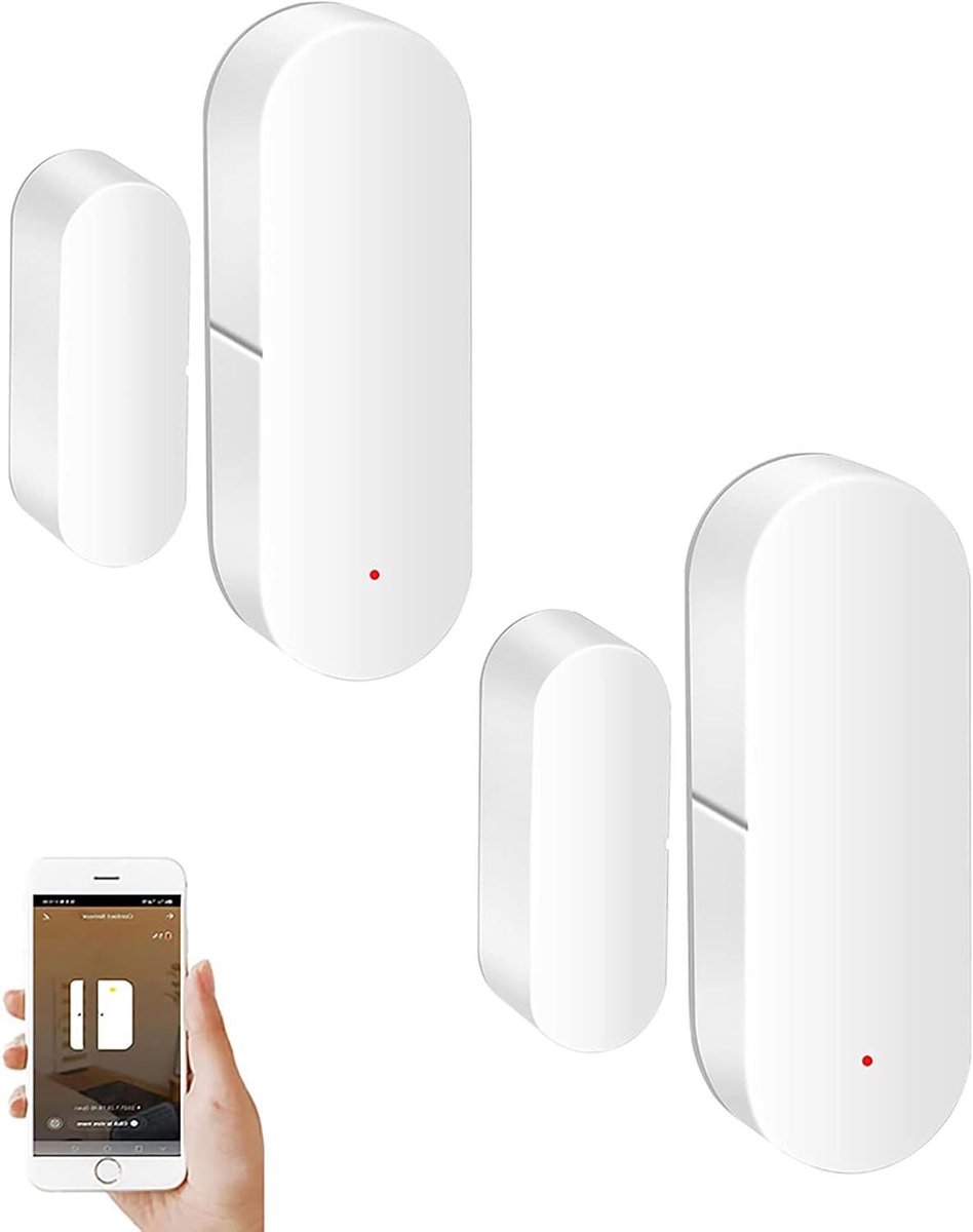 Deur Raam Sensor - Contact Sensor - Huis Beveiliging - Real Time Meldingen - 2 Stuks - Wit
