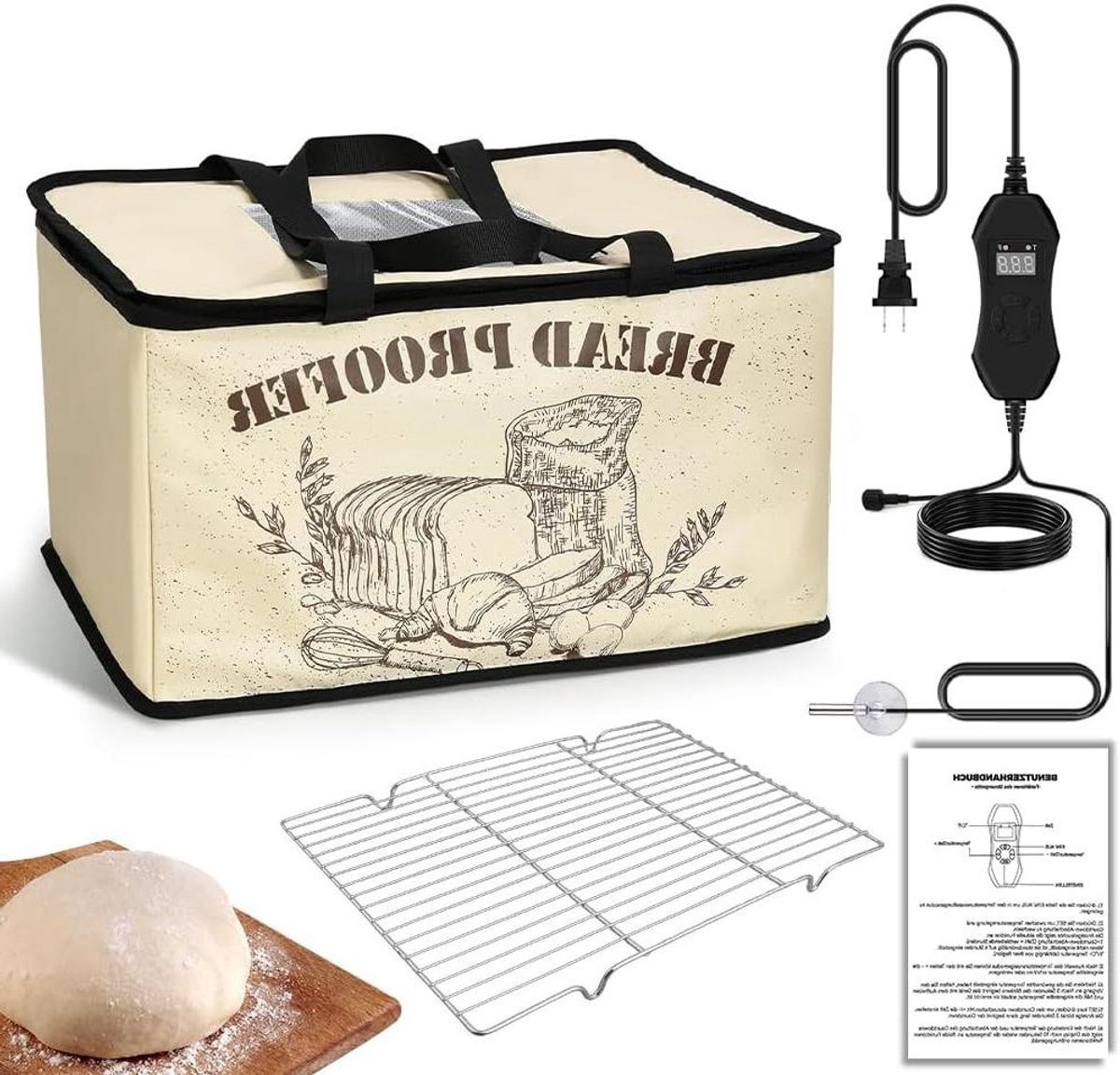 Deeg Gisting Box - Broodbak Oven - Brood Bakken - Precisie Temperatuur - 39 x 33 x 25 cm - Grijs