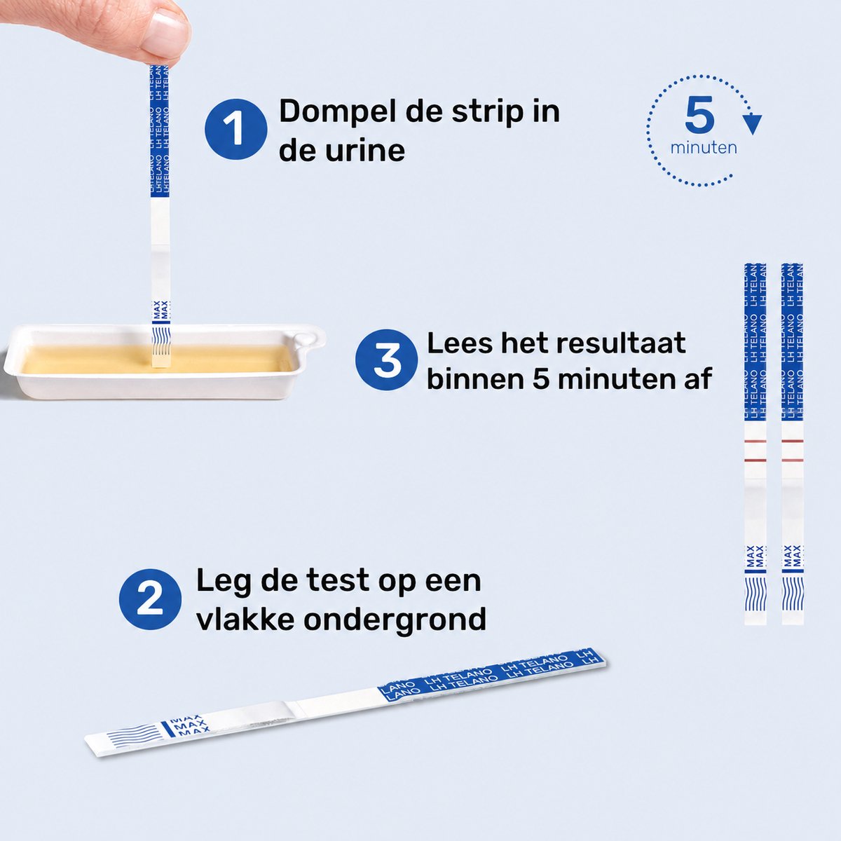 Telano Ovulatietest 30 stuks Dipstick Gevoelig - 1x Zwangerschapstest Strip - Ovulatiekalender – foto 2