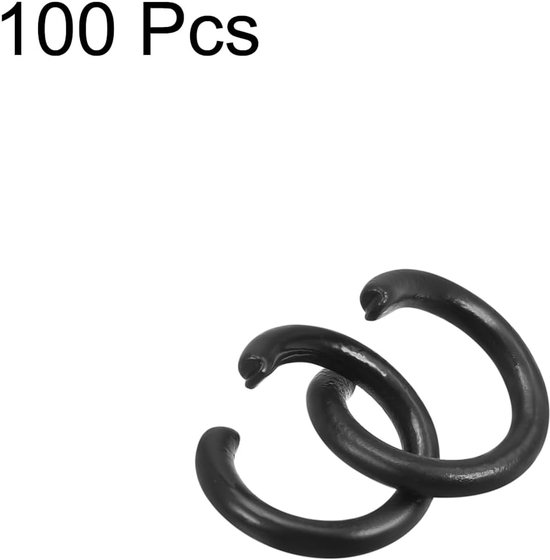 100 stuks open springringen, 8 mm, kleurrijke O-ring, connectoren voor knutselen, kunsthandwerk, sieraden maken, koolstofstaal, zwart — afbeelding 2