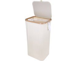 Wasmand met Deksel – Opvouwbare Wasmand – Wasbox 100L – Wassorteerder met Binnenzak – Beige – Voor Badkamer, Slaapkamer en Wasruimte