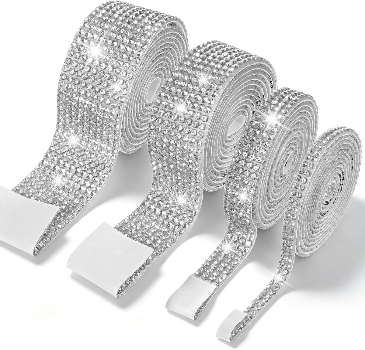 4 Rolls strass-steentjes diamantlint, zelfklevende kristallen strass lint glitter doe-het-zelf decoratie sticker kristal bling woonaccessoires voor slaapkamer kleding feest telefoon