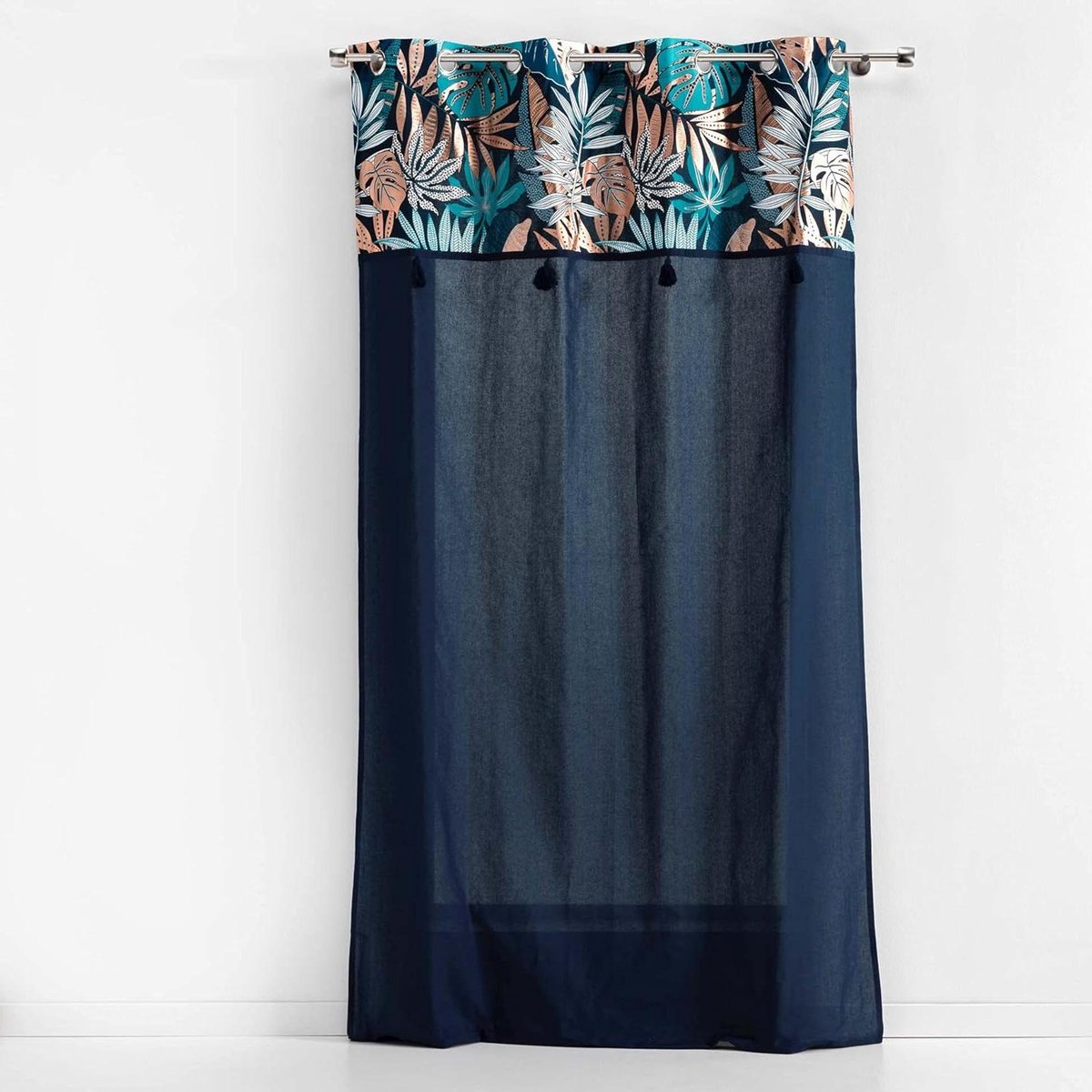 Gordijn met ogen - Gordijnstof Raambekleding - Woonkamer Aankleden - Metallic opdruk - 140 x 240 cm - Blauw