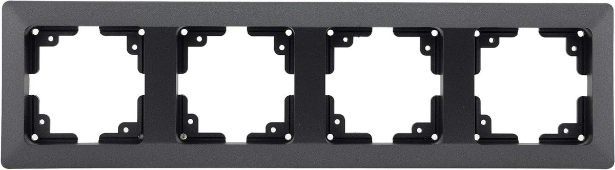 Schakelaar frame - Wandframe stopcontacten - Stopcontacten monteren - 4 plaatsen - 294x80x14mm - Antraciet