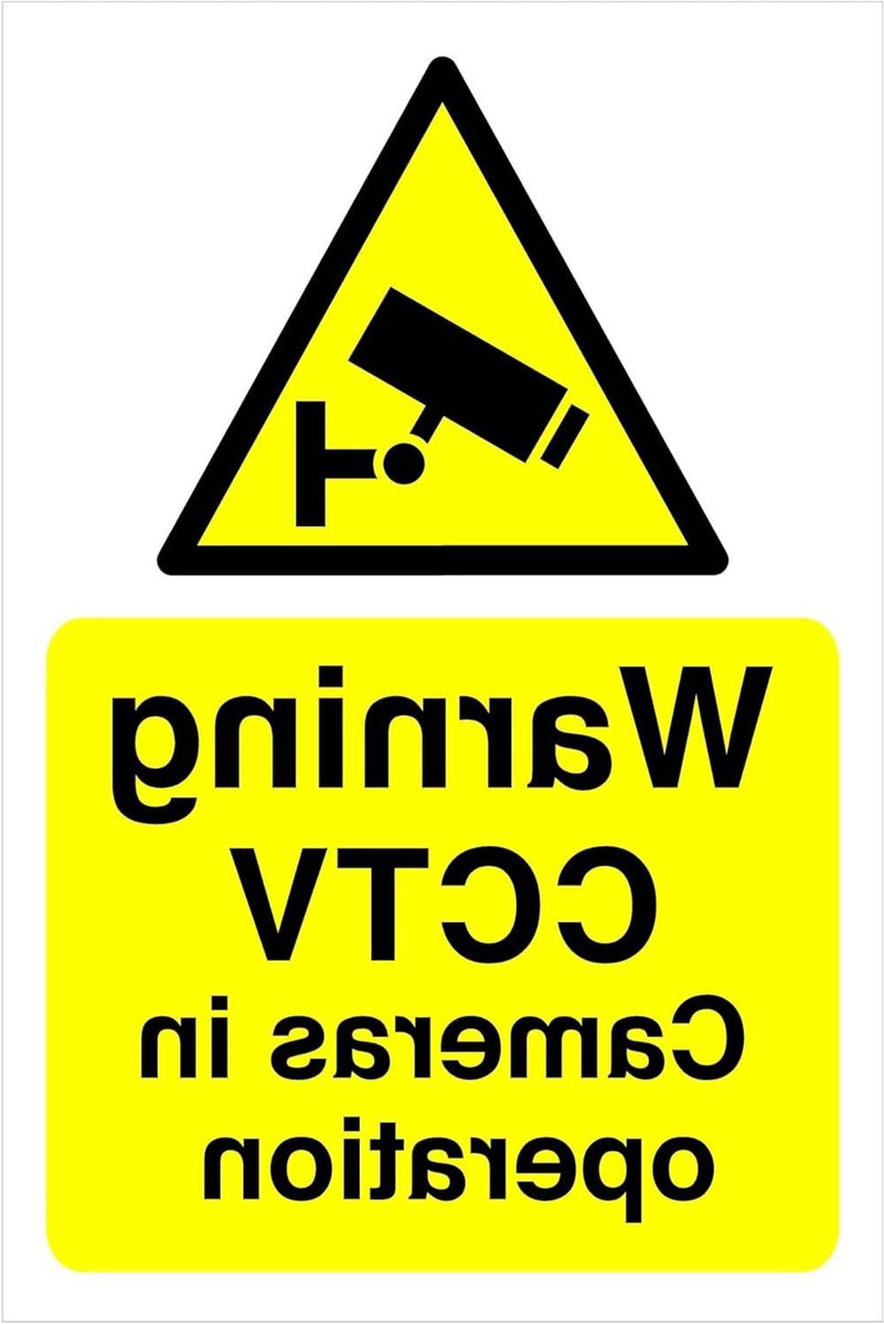 Waarschuwing CCTV Bord - Beveiligingssticker Camera - Veiligheid Aangeven - Hoge Kleefkracht Vinyl - 150mm x 100mm - Geel