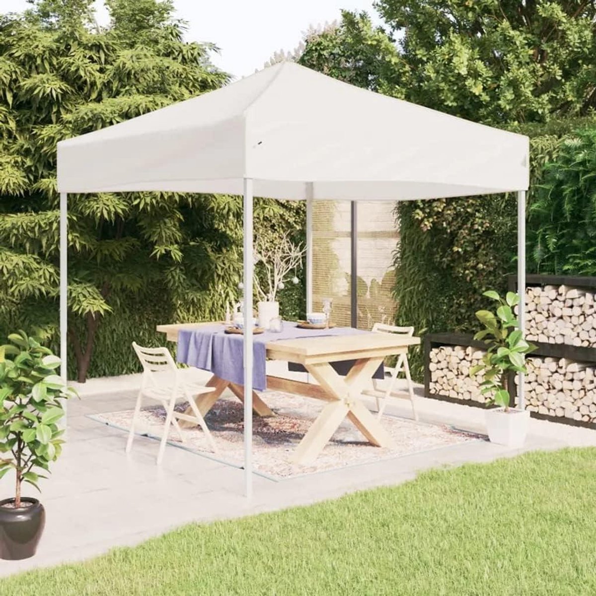Partytent Inklapbaar - Feesttent Paviljoen - Buitenfeesten Organiseren - UV-bestendig Waterafstotend - 3x3 Meter - Wit