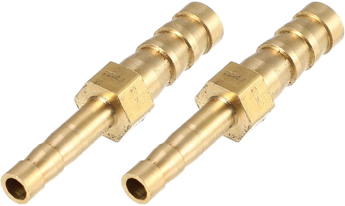 Slangtule, rechte weerhaak, messing slangverbinder, 6 mm x 4 mm