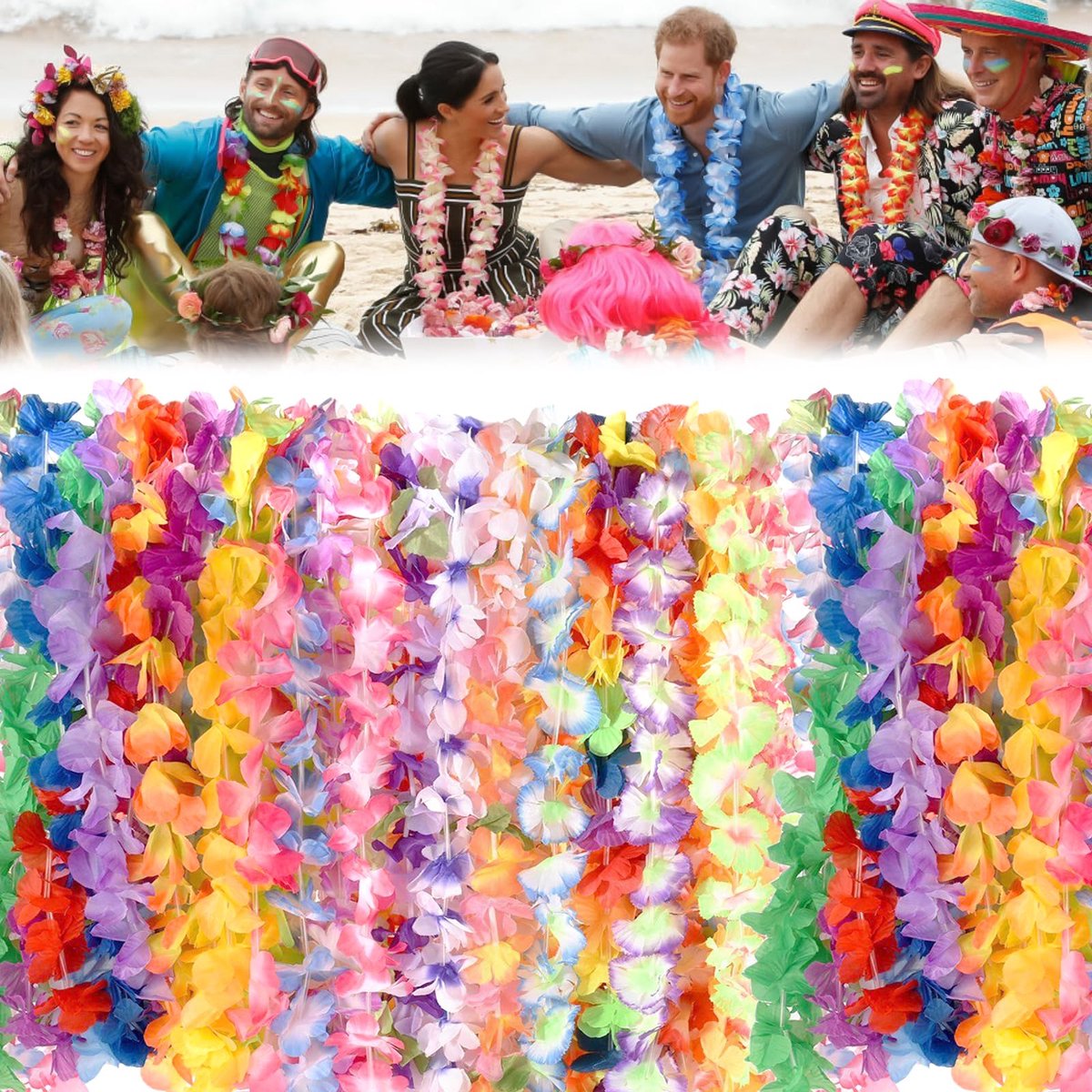 Slingers, Hula-halskettingen, Luau Leis, bloemenkettingen, feestdecoraties voor tropisch themastrand