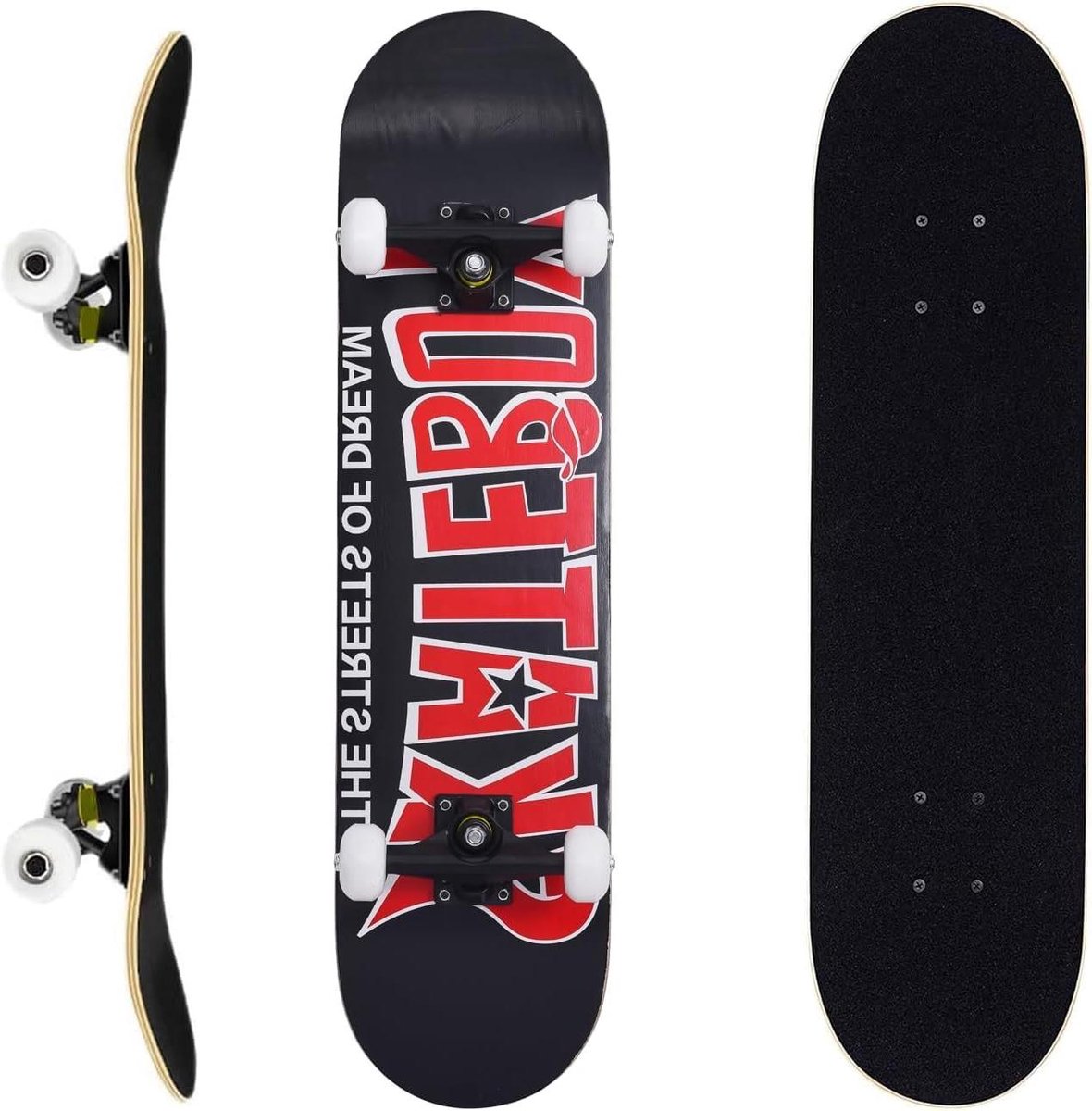 Compleet Skateboard Beginners Skateboard Stabiel Skaten 7-laags Esdoorn Deck 80 x 20 cm Meerkleurig