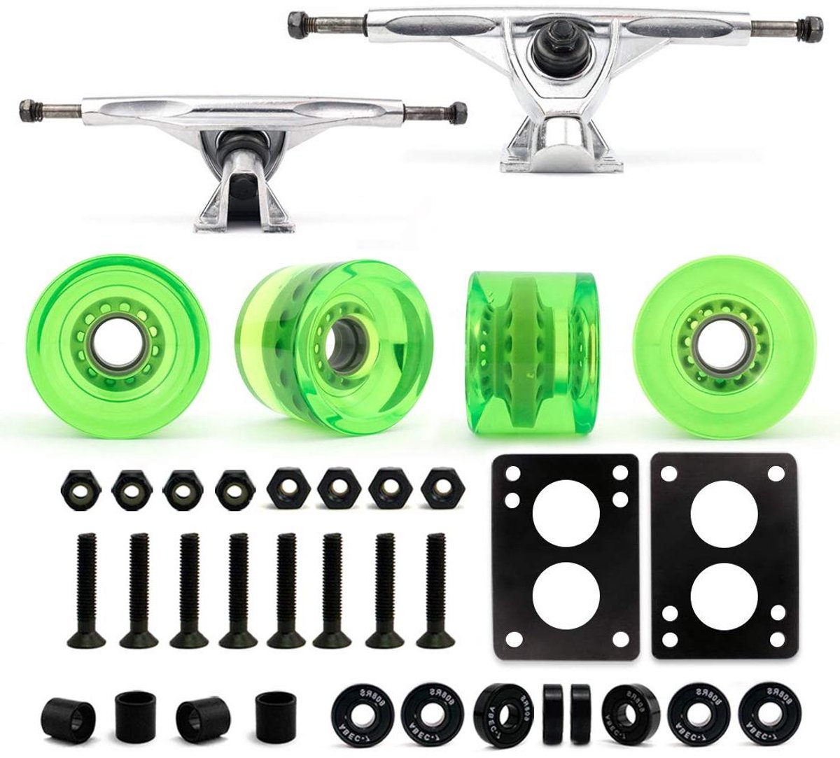 Longboard Onderdelen Set Skateboard Accessoires Skaten & Cruisen Complete Set 70mm Wielen 7 inch Trucks