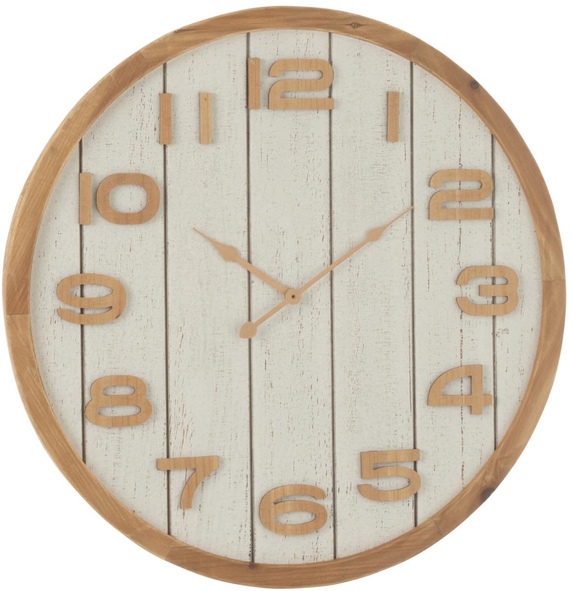 Wandklok hout/MDF wit/naturel groot